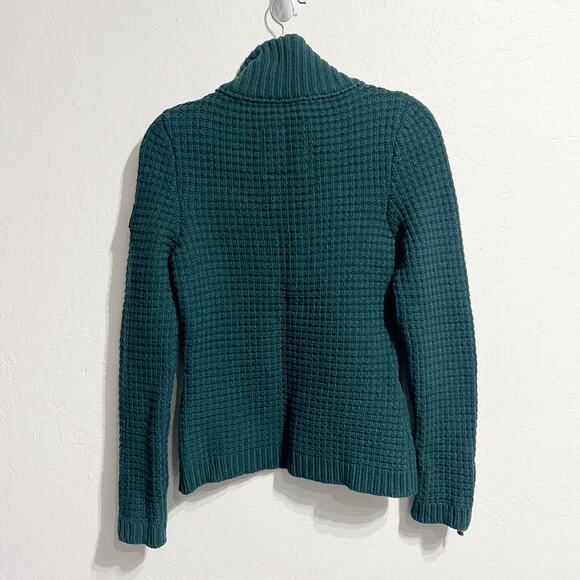 SOS Black Snow Sweater Small Waffle Knit Quarter Zip Dark Green Wool Nylon - Picture 2 of 8